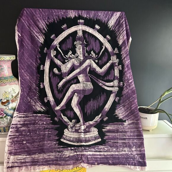 Purple and Black Shiva Wall Hanging Batik - Picture 1 of 16